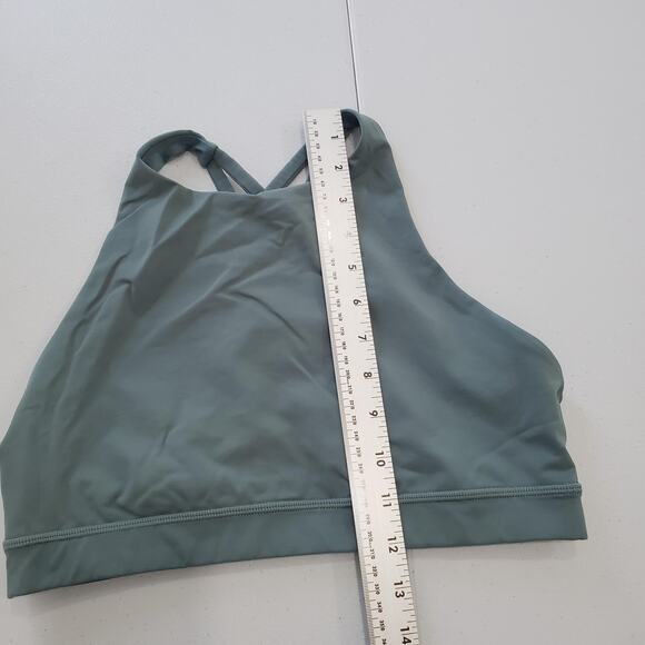 Lululemon Sports Bra Womens 10 Sage Green High Neck Cross Back Strappy Yoga - Picture 3 of 7